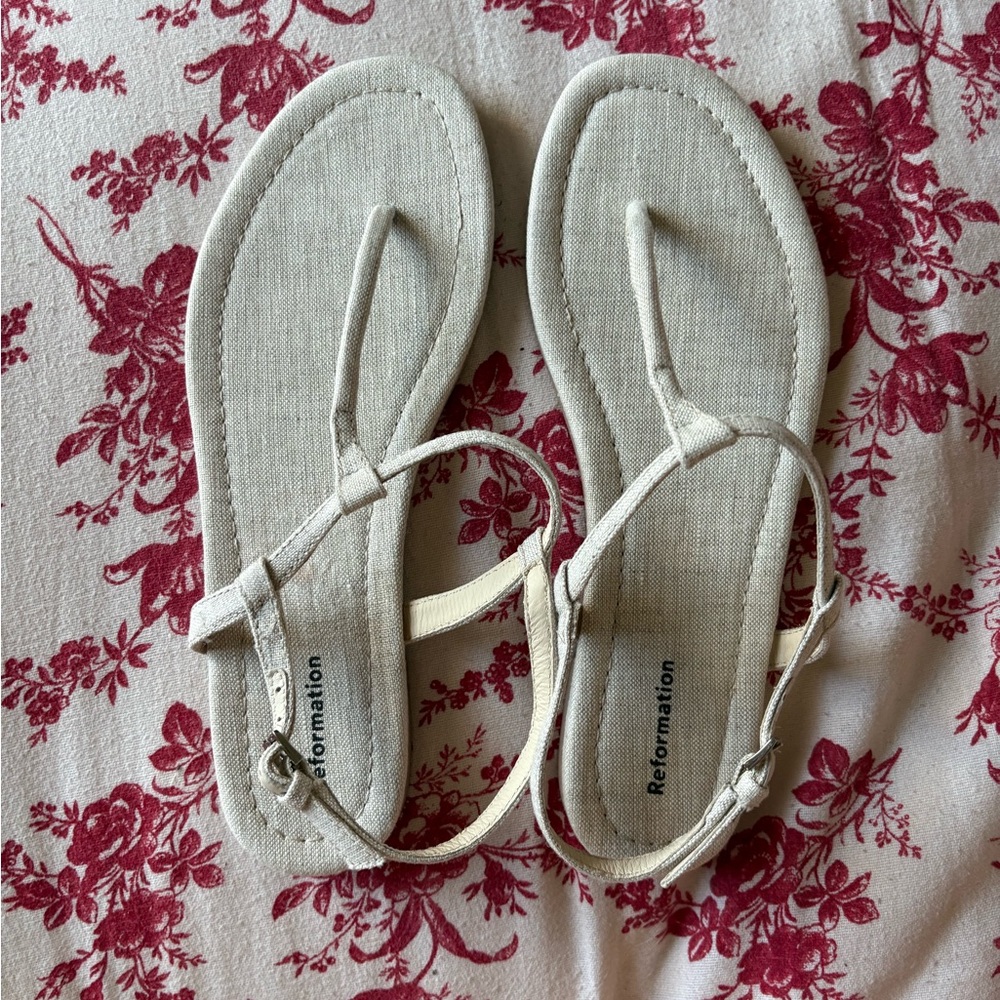 Reformation Thea Linen Sandals - Cream - Picture 5 of 7